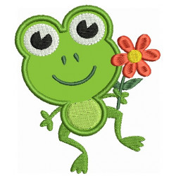 Stickmuster - Frosch mit Blume